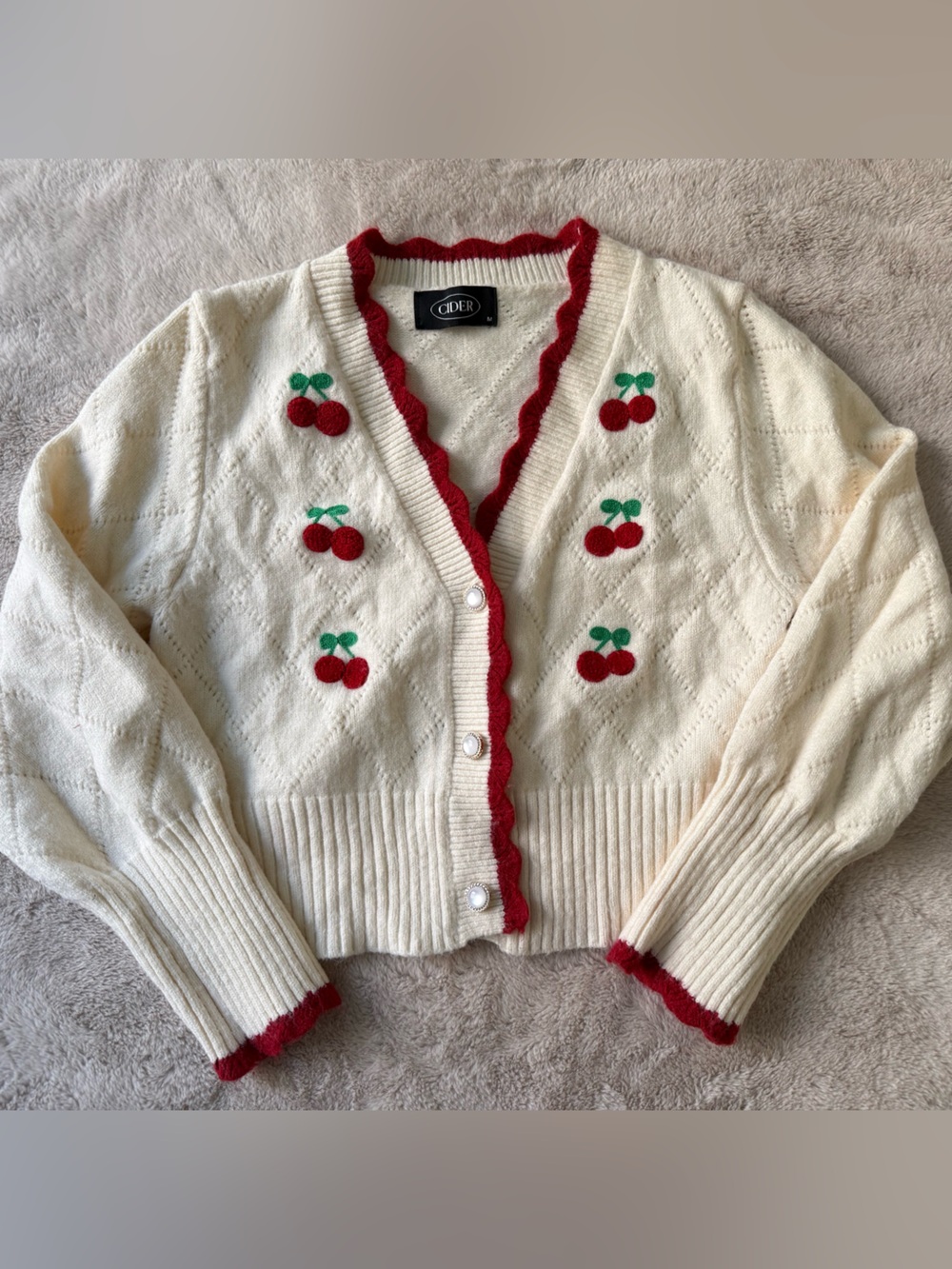 Cider Embroidered Cherry Cardigan 🍒 Size M